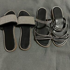 Elegant Black and Silver Women's Sandals